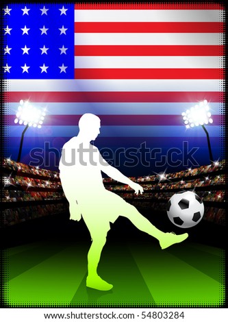 United States Soccer Player in Stadium Match Original Illustration