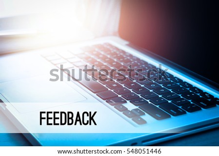 Laptop with sunlight and text Feedback