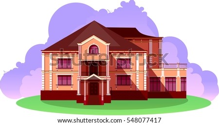 vector illustration of a beautiful country house on a white background