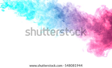 Abstract smoke Weipa. Personal vaporizers fragrant steam. concept of alternative non-nicotine smoking. Blue magenta vape smoke on a white background. E-cigarette. Evaporator. Taking Close-up. Vaping.