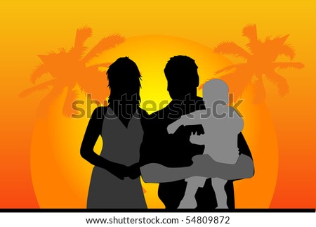 family under the palm