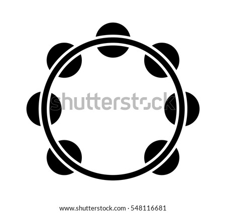 Headless tambourine musical instrument flat vector icon for music apps and websites