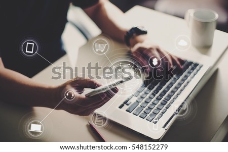 Man holding smart phone making online shopping and banking payment. Blurred background . Royalty-Free Stock Photo #548152279