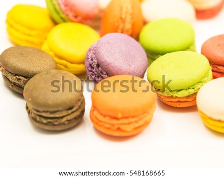 Closeup colorful macarons or macaroons