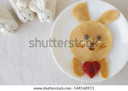 Bunny pancake breakfast, fun food art for kids
