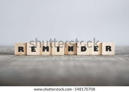 REMINDER word made with building blocks Royalty-Free Stock Photo #548170708