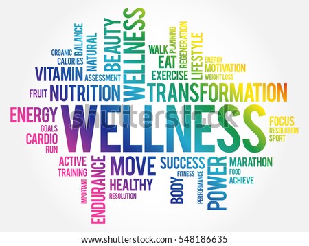 WELLNESS word cloud, fitness, sport, health concept Royalty-Free Stock Photo #548186635