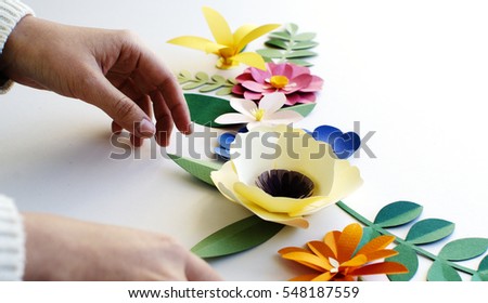 Human Hand Flower Paper craft Concept