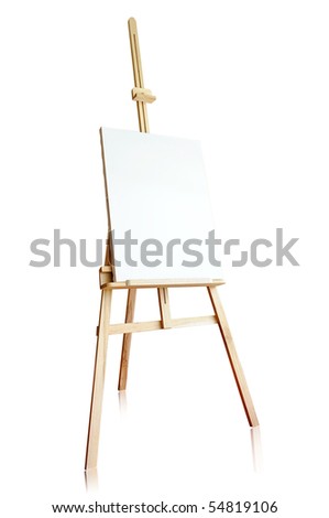 Isolated easel with empty canvas