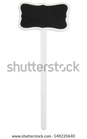 A blank blackboard wooden information label isolated on white background.