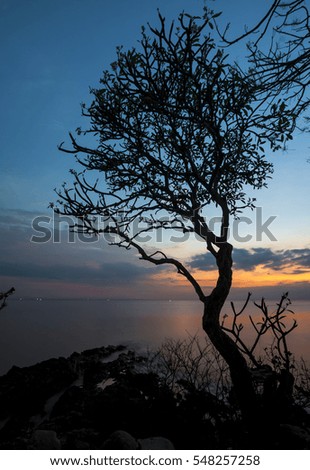 Lombok sunset with colour background.(soft focus, shallow DOF, slight motion blur)