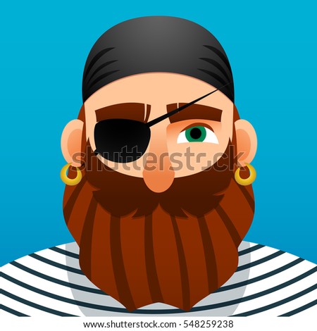 Portrait of a pirate. Cartoon style. Vector Image. Royalty-Free Stock Photo #548259238