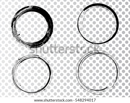 Vector Frames. circle for image. distress texture . Grunge Black and White borders isolated on the transparent background . Dirt effect . 