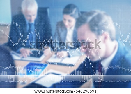 graph against business people in conference room