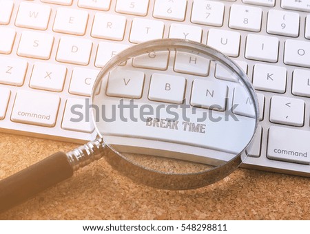Business concept: BREAK TIME on computer keyboard background