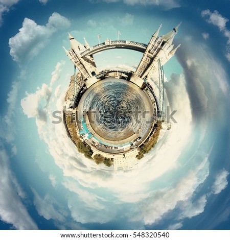 Circular Abstract Panorama of the famous Tower Bridge in London UK