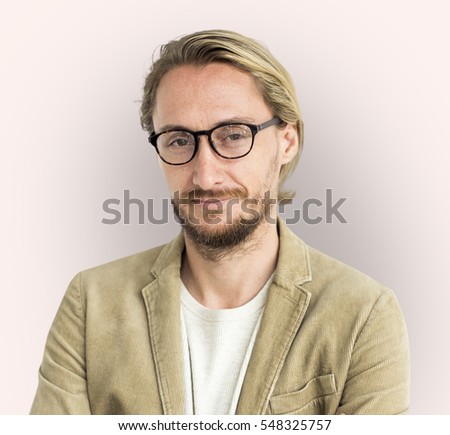 Caucasian Man Serious Focused Portrait