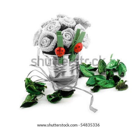 Black and white picture with only green color left. Picture of decorative object