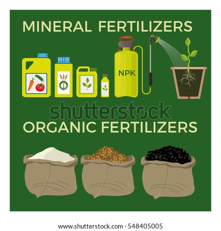 Mineral and organic fertilizers. Vector illustration Royalty-Free Stock Photo #548405005