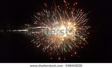 Brightly and beautiful fireworks display at night of celebration