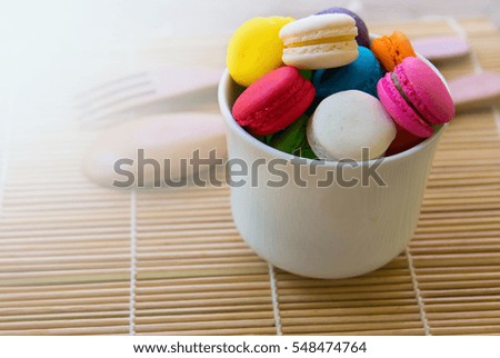 sweet macaroon in white cup