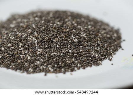 Chia seeds on a white plate