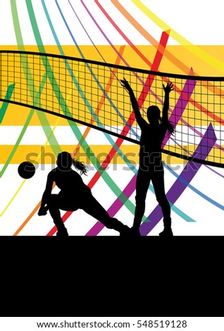 Women volleyball player sport silhouettes in abstract background illustration vector
