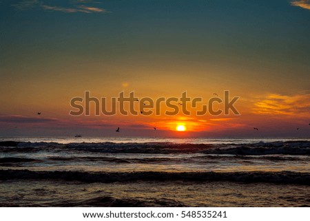 Sunset. Beautiful sunset Black sea. Gold sea sunset.