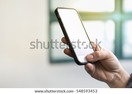 Close up of woman hand push /touch smart phone button