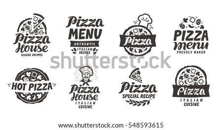 Pizza italian. Collection labels for menu design restaurant or pizzeria