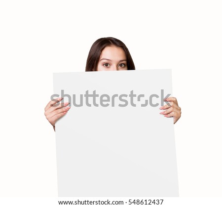 girl holding a white banner