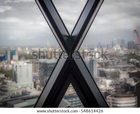 View of London from a x-shaped window