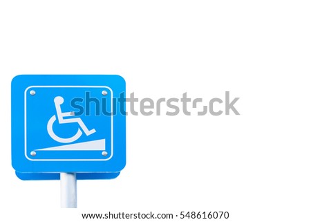 Handicap parking traffic sign on white background.clipping path. copy space of your text
