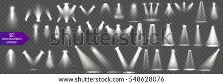 Scene illumination big collection, transparent effects. Bright lighting with spotlights. Royalty-Free Stock Photo #548628076