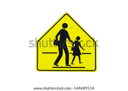 Traffic School warning sign isolated on white background