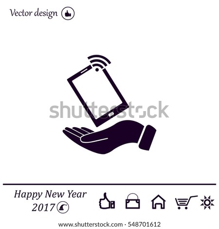 phone wifi on hand icon vector