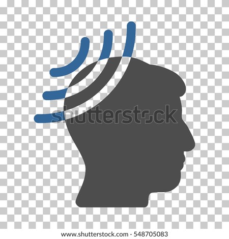 Cobalt And Gray Radio Reception Head interface toolbar pictogram. Vector pictograph style is a flat bicolor symbol on chess transparent background.