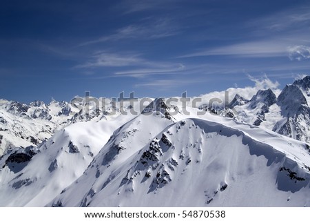 Caucasus Mountains. View from the top of Musa Achitara. Dombay.
