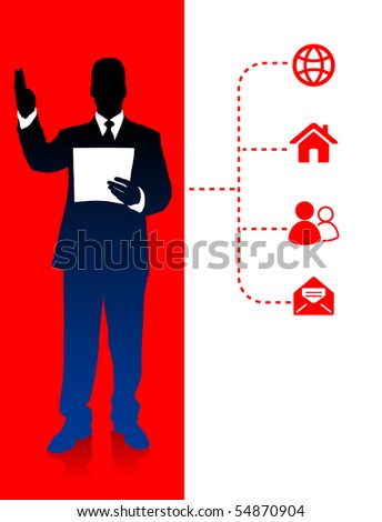 Businessman with Internet Icons Original Illustration