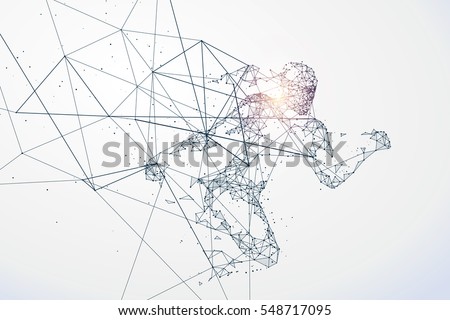 Running Man,Network connection turned into, vector illustration. Royalty-Free Stock Photo #548717095