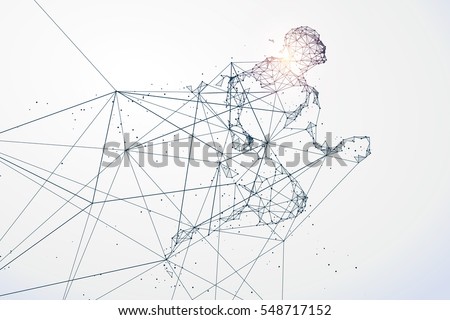 Running Man,Network connection turned into, vector illustration. Royalty-Free Stock Photo #548717152