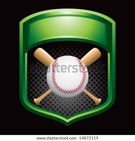 baseball and crossed bats on green display