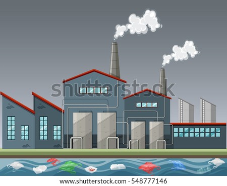 Factory making lots of smoke illustration