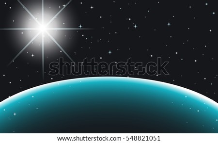 Space scene with planet and stars illustration