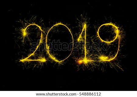   2018 from  sparkle on black background 