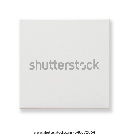 White blank canvas fabric texture square backdrop for oil painting isolated (clipping path)