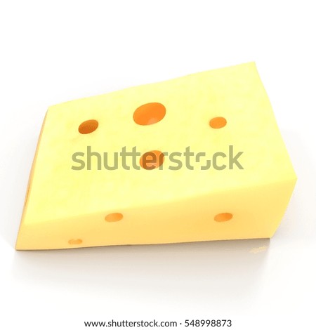Cheese with holes, isolated on white. 3D illustration