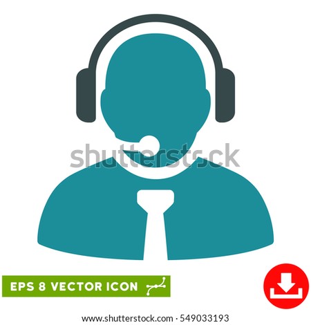 Support Manager EPS vector pictogram. Illustration style is flat iconic bicolor soft blue symbol on white background.