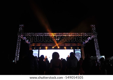 The stage lighting effect in the dark 