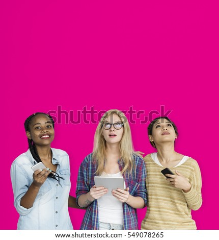 Group of Girls Using Technology Gadgets